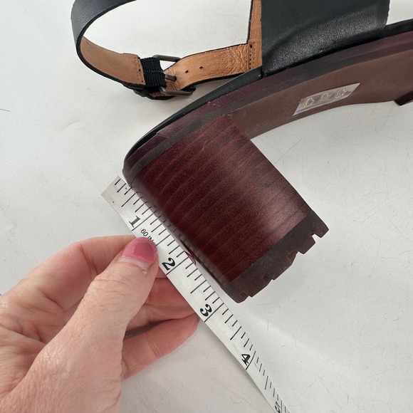 Madewell Kiera Lugsole Black Leather Block Heel Slingback Sandals  Size‎ 10.5 - Picture 9 of 11